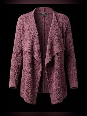 VICI Mauve Teddy Fleece/Sherpa Open Front Waterfall Cardigan Size S
